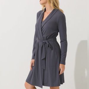 Soma Restore Aloe Knit Dusty Gray Super Soft Short Belted Robe Size Small